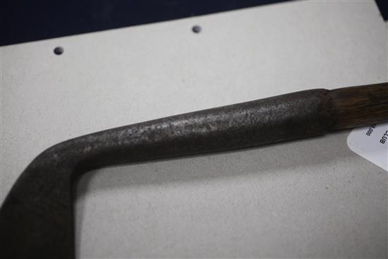 A rare 17th/18th century left handed spur toed golf club, length 42.5in.